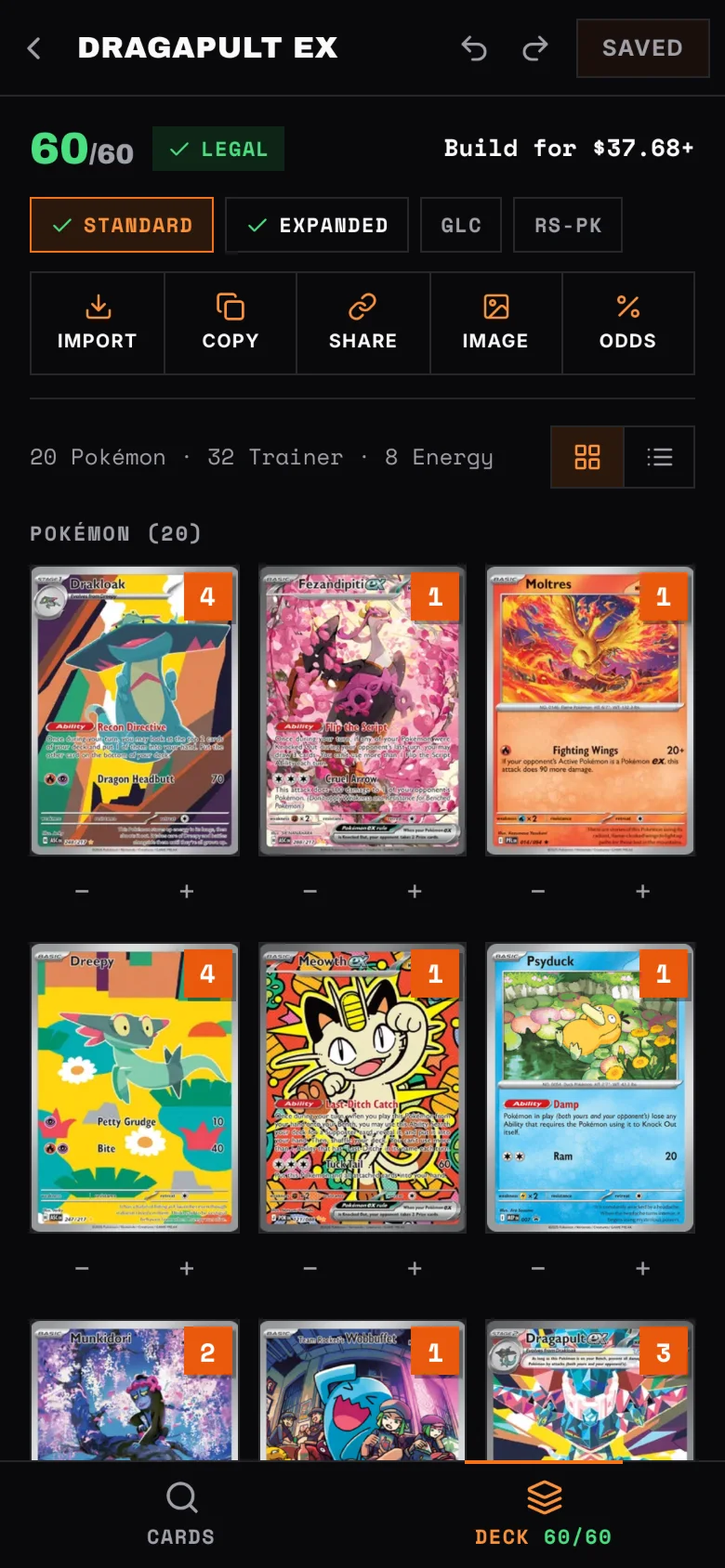 The same deck in the builder on a phone