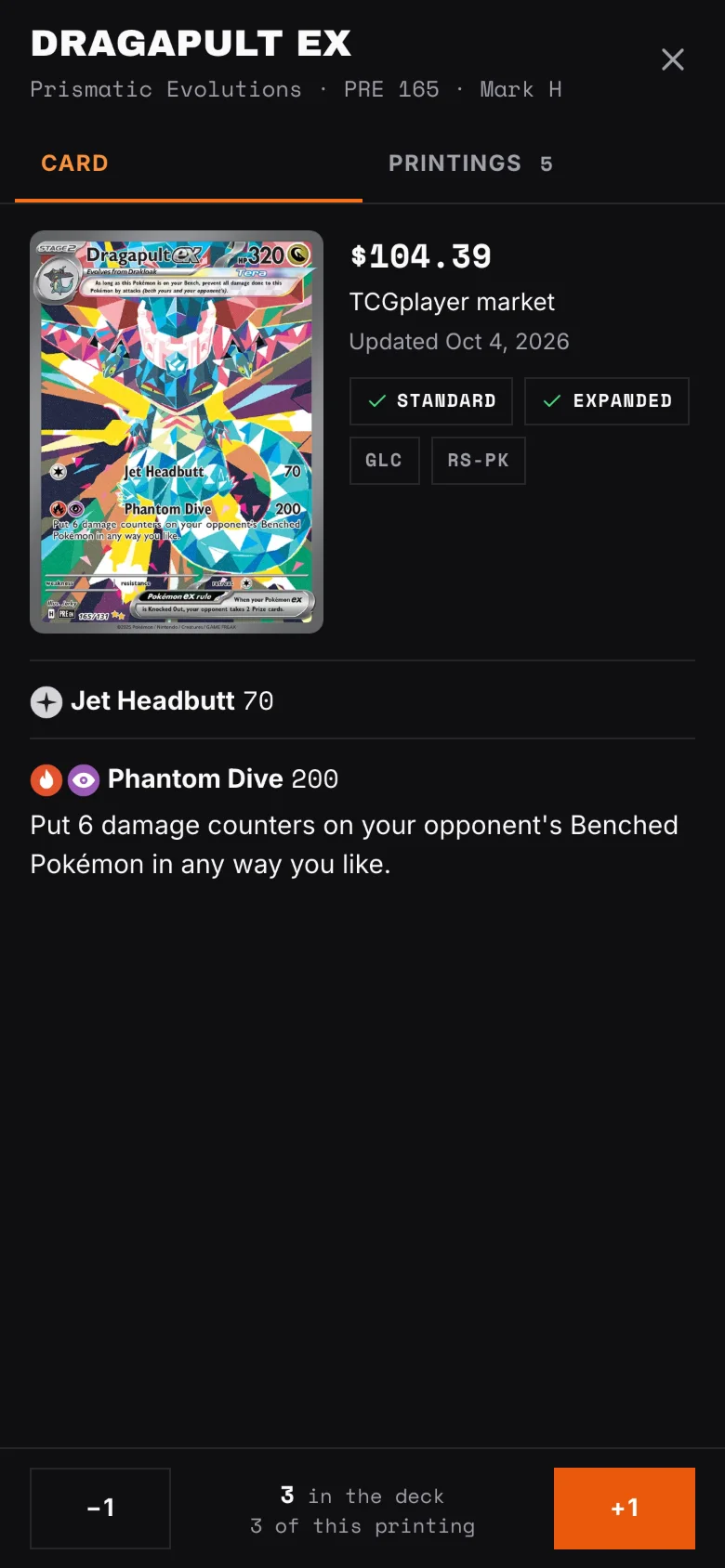 A card on a phone with its TCGplayer price